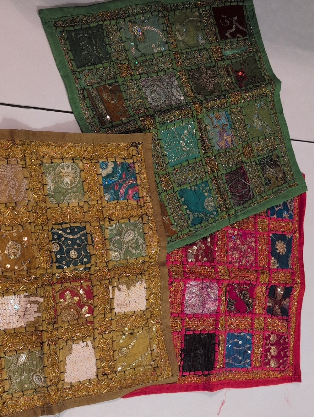 Boho Embroidered Patchwork Decorative 3 Set Pillow Case, Wall Decor